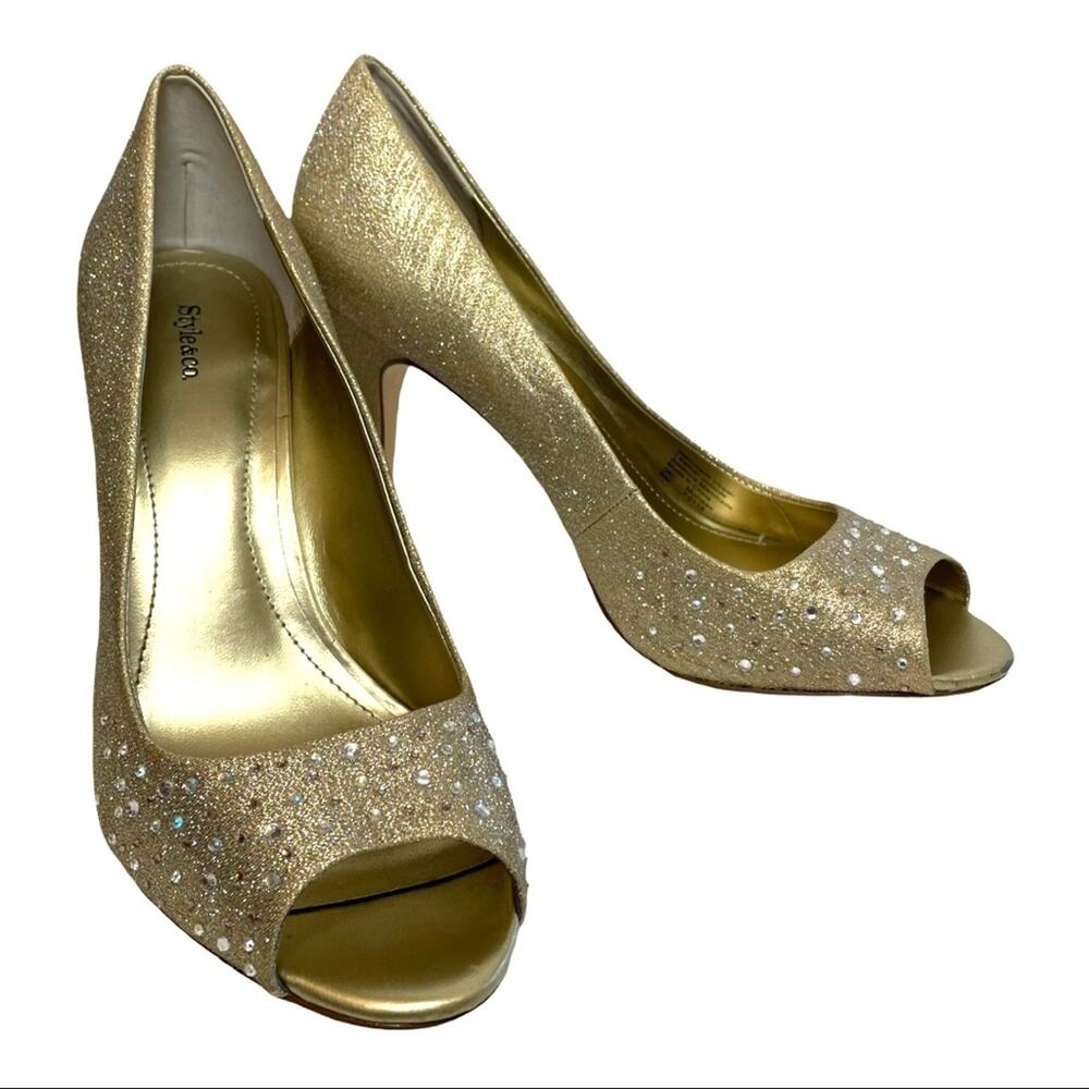 Style & Co Monaee Rhinestones Peep Toe Dress Pumps Heels